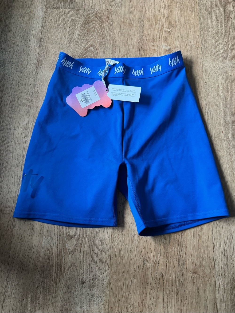 Fabletics Yitty Lizzo Electric Blue Bike Shorts high rise waist women L NWT